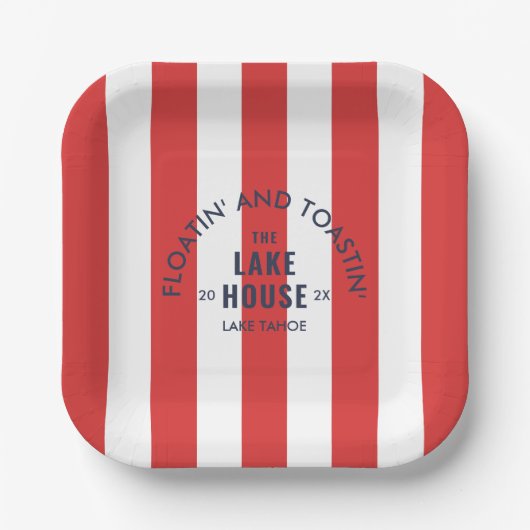 Assiettes En Carton Floatin' Et Toastin' The Lake Club Red Stripe (Recto)