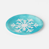 Assiettes En Carton Flocon blanc sur Arrière - plan bleu Aquarelle (Angle)