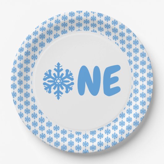 Assiettes En Carton Flocon de neige 1er anniversaire (Devant)