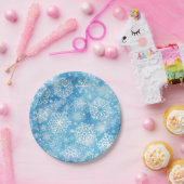Assiettes En Carton Flocon de neige bleu (Fête)