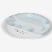 Assiettes En Carton Flocon de neige bleu poussiéreux (Angle)