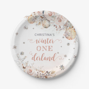 Assiettes En Carton Flocon de neige floral d'hiver ONE derland 1er ann