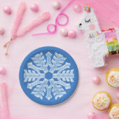 Assiettes En Carton Flocon de neige glacé blanc glacé Noël bleu glacé (Fête)