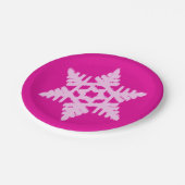 Assiettes En Carton Flocon de neige Ikat - Fuchsia et rose glace (Angle)