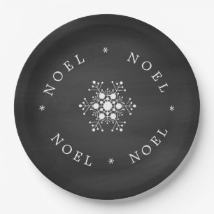 Assiettes En Carton Flocon de neige Noel sur le regard noir de tableau