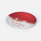 Assiettes En Carton Flocon de neige rouge blanc hiver mariage moderne (Angle)