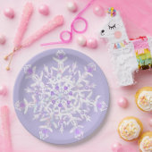 Assiettes En Carton flocon de neige violet clair et coeur étincelant (Fête)