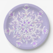 Assiettes En Carton flocon de neige violet clair et coeur étincelant (Devant)