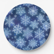Flocons de neige de magie d'hiver ciel bleu profon