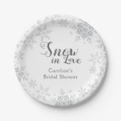 Assiettes En Carton Flocons de neige d'hiver Neige en amour Baby Showe (Devant)