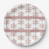 Assiettes En Carton Flocons de neige en or rose Motif de Noël (Devant)