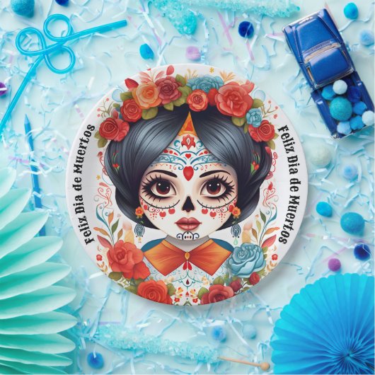 Assiettes En Carton 🌹 Flor y Calavera : Hommage à Dia de Muertos 🌹 (Fête)