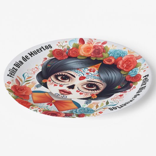 Assiettes En Carton 🌹 Flor y Calavera : Hommage à Dia de Muertos 🌹 (Angle)