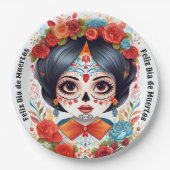 Assiettes En Carton 🌹 Flor y Calavera : Hommage à Dia de Muertos 🌹 (Devant)