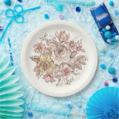 Assiettes En Carton Floraison - rose (Fête)