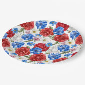 Assiettes En Carton Floral 4 juillet (Angle)