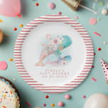 Assiettes En Carton Floral Aquarelle Baleines Baby shower fille<br><div class="desc">Aquarelle Florale Baleines Fille Baby shower Plaques en papier</div>