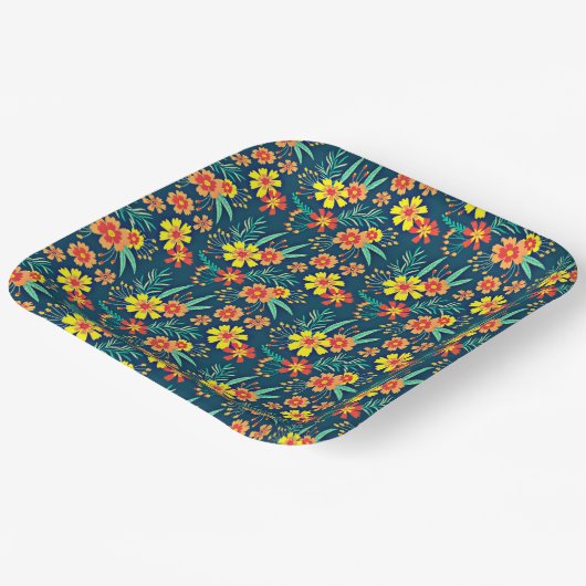 Assiettes En Carton Floral Arrière - plan Belle conception-46566 (Angulaire)