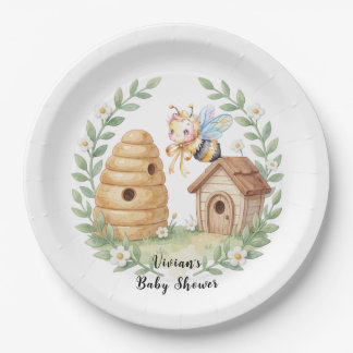 Assiettes En Carton Floral Beehives and little Bee Baby Shower