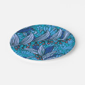Assiettes En Carton Floral bleu ancien Boho moderne (Angle)