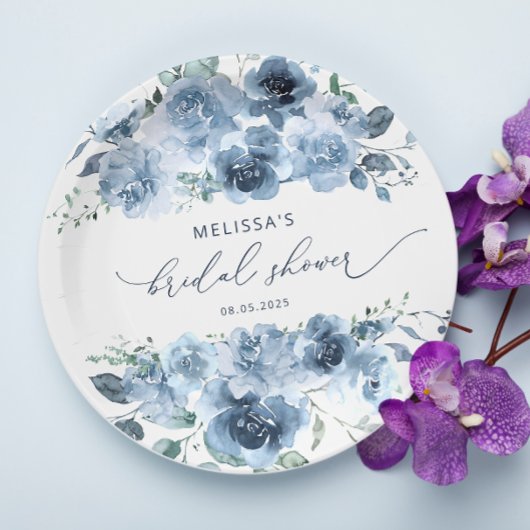 Assiettes En Carton Floral bleu et blanc