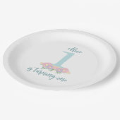 Assiettes En Carton Floral bleu, rose pastel 1er anniversaire (Angle)