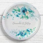 Assiettes En Carton Floral bleu turquoise vert<br><div class="desc">Bleu turquoise fleurs vertes cadeaux de mariage floral assiettes personnalisées en papier,  tons froids,  agréable pour les réceptions hivernales.</div>