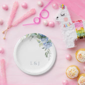 Assiettes En Carton Floral Blue and White Hydrangea Event Mariage (Fête)