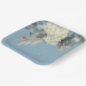 Assiettes En Carton Floral Blue Gold Elegant Anniversaire (Angulaire)