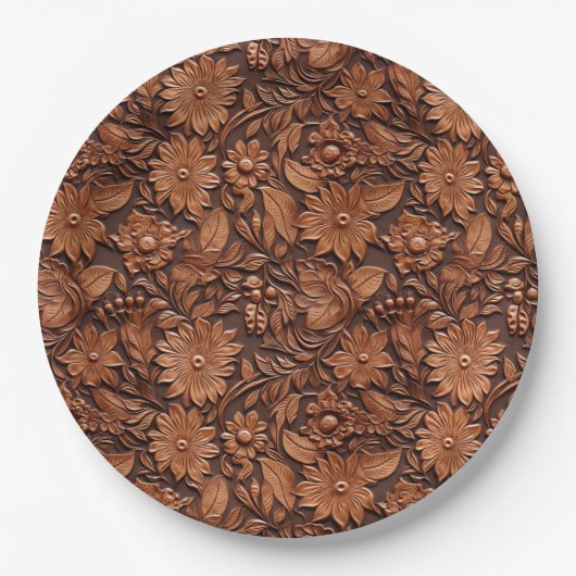 Assiettes En Carton Floral Boho Brown (Devant)