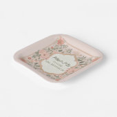 Assiettes En Carton Floral Boho rose (Angulaire)