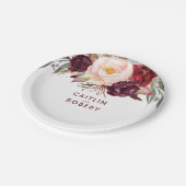 Assiettes En Carton Floral Bourgogne (Angle)