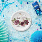 Assiettes En Carton Floral Bourgogne Citrouille Mariage chute en amour (Fête)