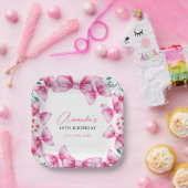 Assiettes En Carton Floral Bow Coquette Sweet 16 Anniversaire (Fête)