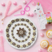 Assiettes En Carton Floral Brown et crème (Fête)