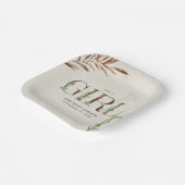 Assiettes En Carton Floral Cactus Baby shower fille en cuir (Angulaire)