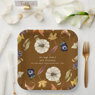 Assiettes En Carton Floral Citrouille d'automne   Thanksgiving Friends