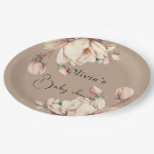 Assiettes En Carton Floral de magnolia botanique (Angle)
