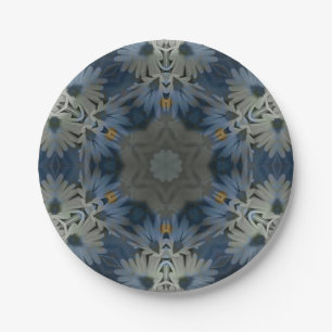 Assiettes En Carton Floral de marguerite bleu antique