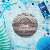 Assiettes En Carton Floral Deer Antlers & String Lights Rustic Party (Fête)