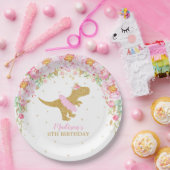 Assiettes En Carton Floral Dinosaur fête d'anniversaire Pink Tutu T-Re (Fête)