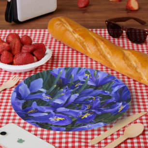 Assiettes En Carton Floral d'Irises réticulées pourpres