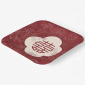 Assiettes En Carton Floral Double Bonheur Mariage chinois (Angulaire)