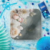 Assiettes En Carton Floral Drama Mariage Green ID1022 (Fête)