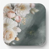 Assiettes En Carton Floral Drama Mariage Green ID1022 (Recto)