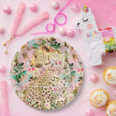 Assiettes En Carton Floral empreinte de léopard tropical hawaïen (Fête)