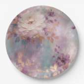 Assiettes En Carton Floral féminin violet bleu et or (Devant)