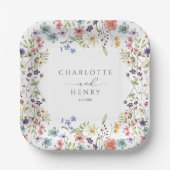 Assiettes En Carton Floral Fleur sauvage simple Mariage (Recto)