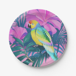 Assiettes En Carton Floral/hawaïen/tropical/perroquet