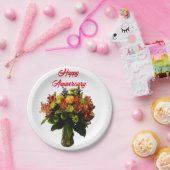 Assiettes En Carton Floral Joyeux Anniversaire (Fête)
